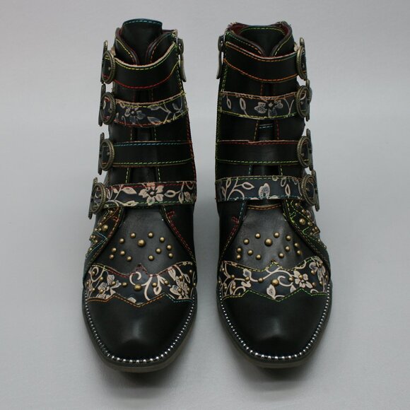 L'Artiste 37 Ladies (6.5-7) Spring Step Rodeha Black Side-zipper Ankle Booties - Picture 6 of 11